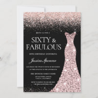 Rose Gold Glitter Dress Fabulous 60th Birthday