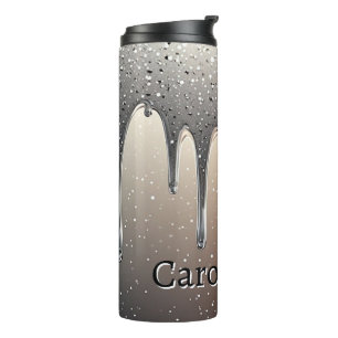 Rose Gold Glitter Drip Custom name Thermal Tumbler