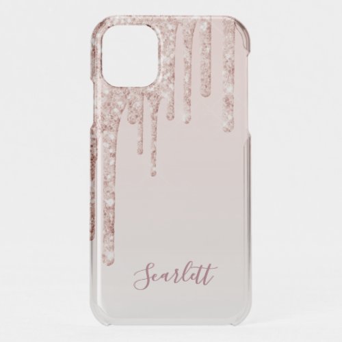 Rose gold glitter drip ombre glam girly name iPhone 11 case