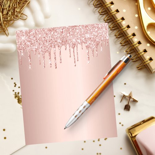 Rose gold glitter drip party games paper sheet