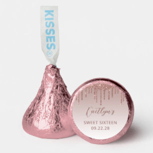 Rose Gold Glitter Drip Script Sweet 16 Hershey®'s Kisses®