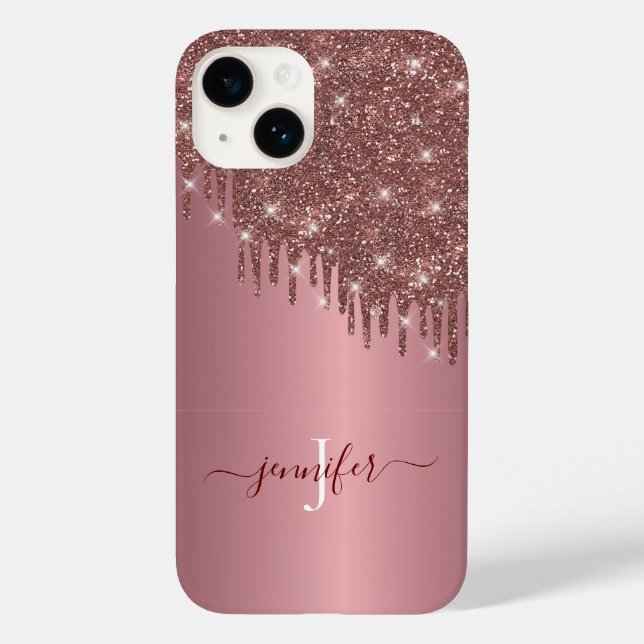 Rose Gold Glitter Drip, Sparkle and Shine in Style Case-Mate iPhone Case (Back)
