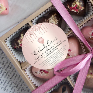 Rose Gold Glitter Drip Strawberry Confection Legal Classic Round Sticker