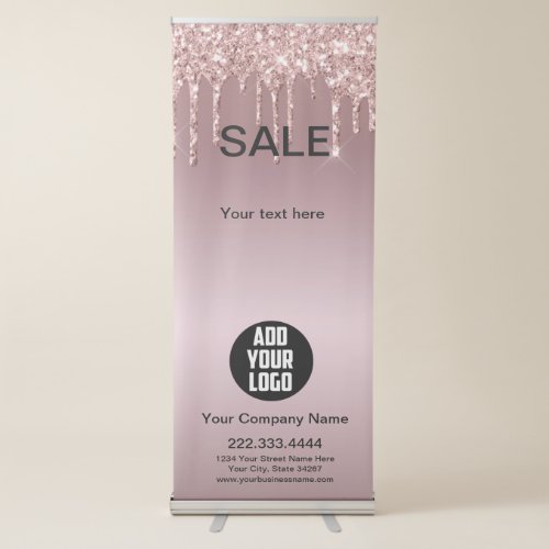 Rose Gold Glitter Dripping trade  trade show logo  Retractable Banner