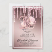 Rose Gold Glitter Drips 50th Birthday Surprise Invitation (Front)