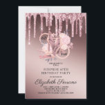 Rose Gold Glitter Drips 60th Birthday Surprise Invitation<br><div class="desc">An elegant 60 and fab 60th surprise birthday party invitation in a rose gold ombre metallic shimmer with glitter drips and script name typography with rose gold and glitter high heeled dancing shoes, florals and a string of pearls integrated into the design and type. A unique stylish invite for this...</div>