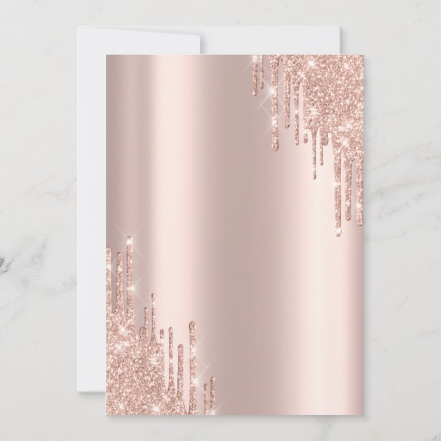 Rose Gold Glitter Drips Balloons Bridal Shower Invitation (Back)
