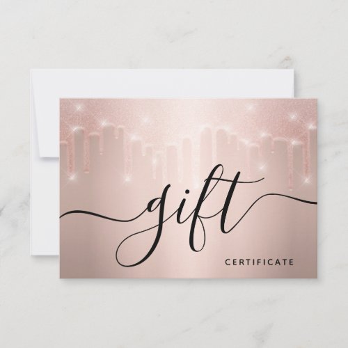 Rose Gold Glitter Drips Beauty Spa Salon Gift Card
