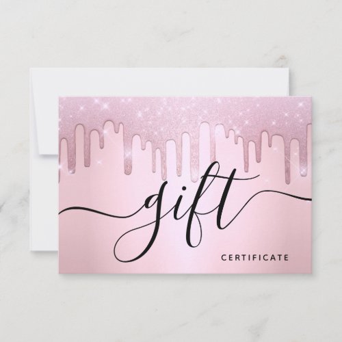 Rose Gold Glitter Drips Beauty Spa Salon Gift Card