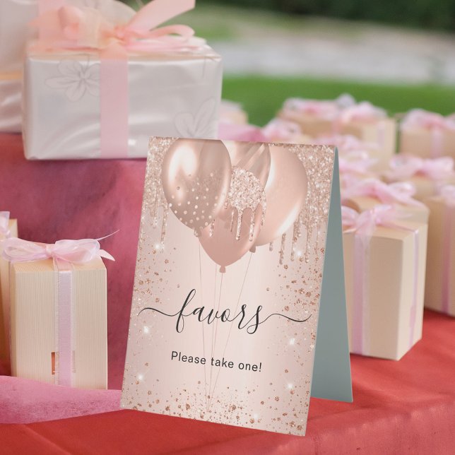 Rose gold glitter drips blush favors guest sign (Creator Uploaded)