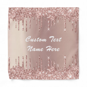 Rose Gold Glitter Drips Custom Text Name Bandana