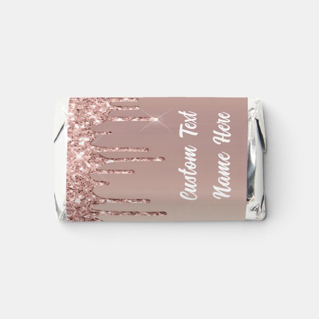 Rose Gold Glitter Drips Custom Text Your Name Hershey's Miniatures (Front)