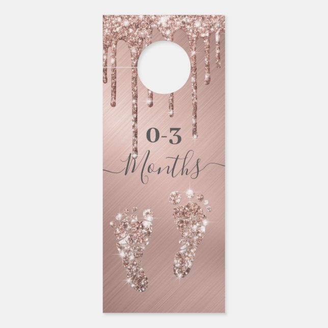 Rose Gold Glitter Drips Feet Baby Closet Divider Door Hanger (Front)