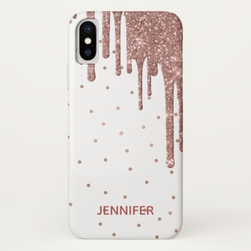 Rose Gold Glitter Drips iPhone 58 Case