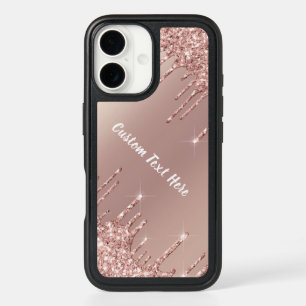 Rose Gold Glitter Drips iPhone Case Custom Text