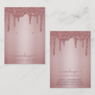 Rose Gold Glitter Drips Jewelry Display Card