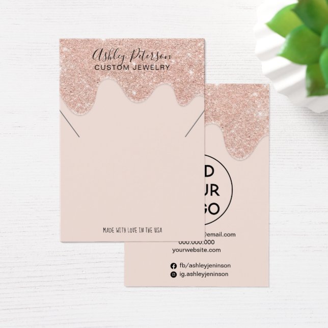 Rose gold glitter drips jewelry necklace display (Desk)