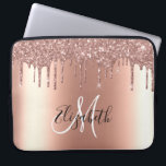 Rose Gold Glitter Drips Metal  Monogram Trendy  Laptop Sleeve<br><div class="desc">This design may be personalized in the area provided by changing the photo and/or text. Or it can be customized by clicking Personalize this Template and then choosing the click to customize further option and delete or change the color of the background, add text, change the text color or style,...</div>
