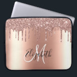 Rose Gold Glitter Drips Metal  Monogram Trendy  Laptop Sleeve<br><div class="desc">This design may be personalized in the area provided by changing the photo and/or text. Or it can be customized by clicking Personalize this Template and then choosing the click to customize further option and delete or change the color of the background, add text, change the text color or style,...</div>