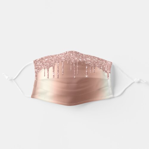 Rose Gold Glitter Drips Metallic look for her Adult Cloth Face Mask