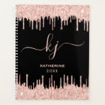 Rose Gold Glitter Drips Monogram Beauty Salon Planner<br><div class="desc">Girly, Elegant, Sylish Light Rose Gold Glitter Drips 2 Monogram Script custom personalized name monogrammed beauty salon planner. Featuring a modern luxury faux light pink rose gold glitter dripping frame, a large double hand lettered monogram script font with swashes (large size initials), and a serif type font name in light...</div>