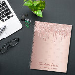 Rose gold glitter drips monogram script 2024 planner<br><div class="desc">A faux rose gold metallic looking background with elegant faux rose gold glitter drips,  paint dripping look.  Personalize and add your monogram initials,  name and a title/year 2022 (or any year)  Your monogram initials as a pattern on the background.</div>