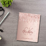 Rose gold glitter drips monogram script 2024 planner<br><div class="desc">A faux rose gold metallic looking background with elegant faux rose gold glitter drips,  paint dripping look.  Personalize and add your monogram initials,  name and a title/year 2022 (or any year)  Your monogram initials as a pattern on the background.</div>