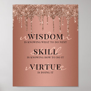 Rose Gold Glitter Drips Motivational Quote Poster