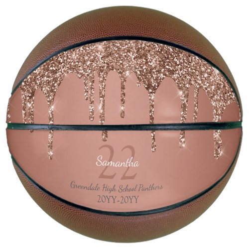 Rose Gold Glitter Drips Name Team Number Year Basketball