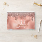 Rose Gold Glitter Drips Personalized Monogram