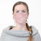 Rose Gold Glitter Drips Personalized Salon Adult Cloth Face Mask (Worn)