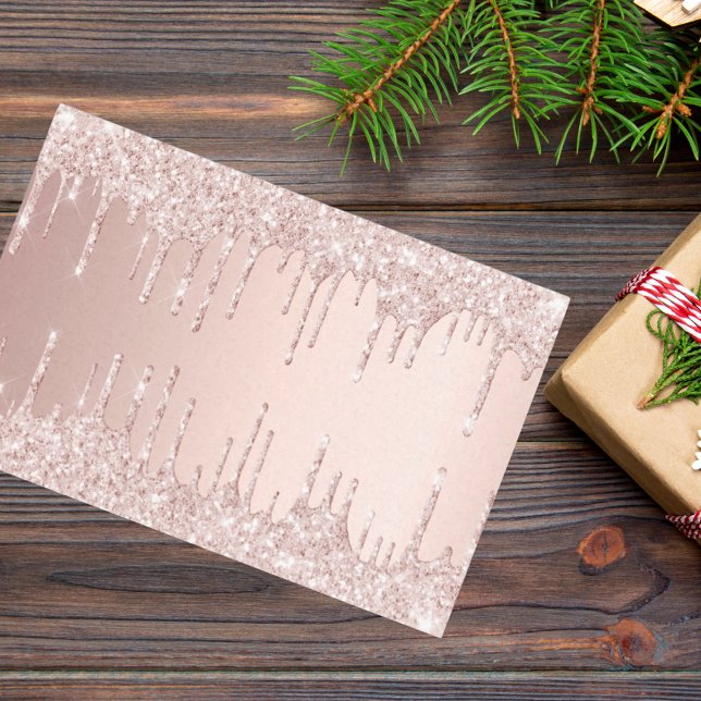 Rose gold glitter drips pink girly luxury tissue paper (Creator Uploaded)