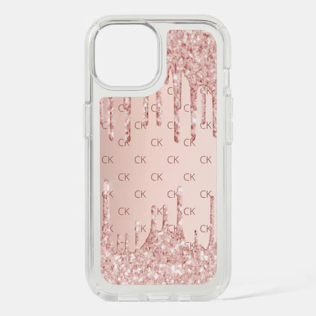 Rose Gold Glitter Drips Pink Monogram Initials Speck Iphone Case Zazzle 4588