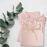 Elegant Rose Gold Glitter Pink Christmas Trio Gift Wrapping Paper Sheets, Zazzle