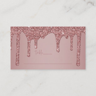 Rose Gold Glitter Drips Quinceanera Place Card