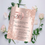 Rose Gold Glitter Drips Rose Gold 50th Birthday  Invitation<br><div class="desc">A modern,  chic,  and glamorous with rose gold glitter drips on a rose gold background.</div>