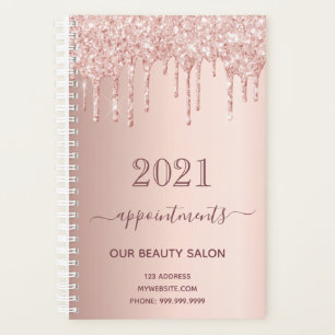 Rose gold glitter drips salon appointments planner