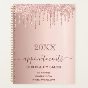 Rose gold glitter drips salon appointments planner