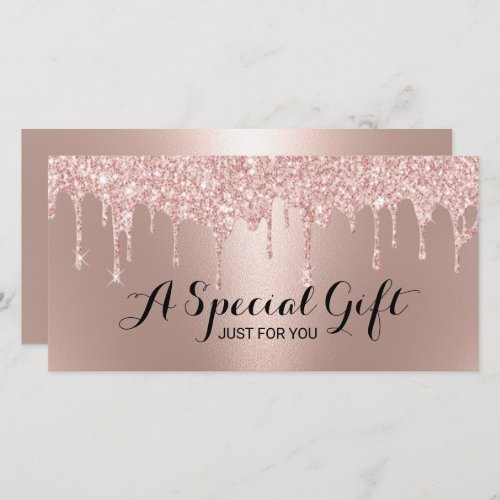 Rose Gold Glitter Drips Salon Gift Certificates