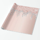 18th birthday pink glitter rose gold iridescent wrapping paper