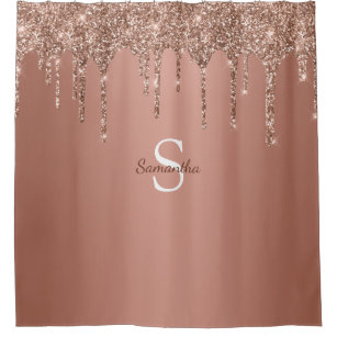 Rose Gold Glitter Shower Curtains Zazzle, Blush Pink Rose Gold Bronze Cascading Glitter Shower Curtain