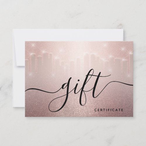 Rose Gold Glitter Drips Stylist Salon Gift Card   