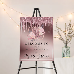 Rose Gold Glitter Drips Surprise Retirement Foam Board