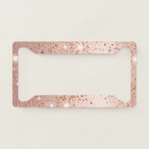 Rose gold glitter dust license plate frame