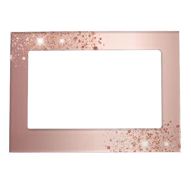 Rose gold glitter dust metal magnetic frame (Front)