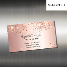 Rose Gold Glitter Dust Metallic Elegant Business Card Magnet at Zazzle