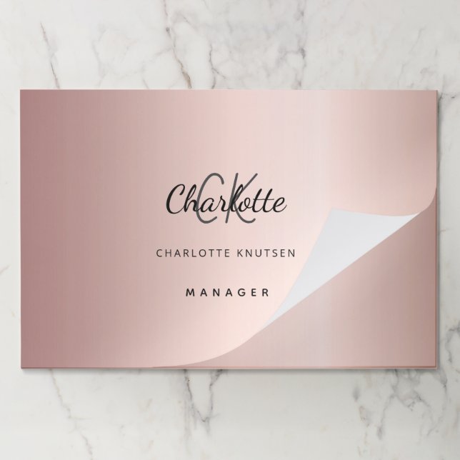 Rose gold glitter dust name business desk paper pad (Folded)
