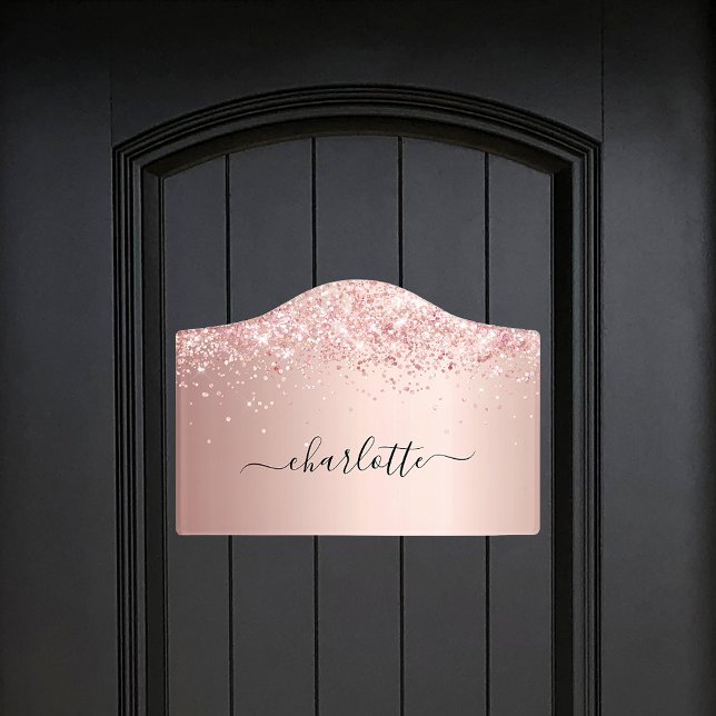 Rose gold glitter dust name script door sign (Creator Uploaded)