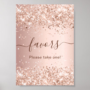 Rose gold glitter dust party favor sign