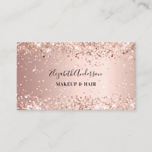 Rose gold glitter dust qr code glamorous business card